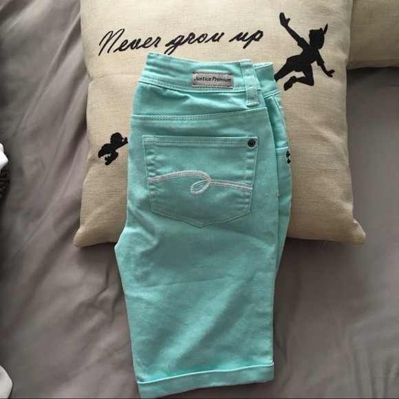 Black Friday Sale Girls justice Premium shorts 14 R Teal - Picture 1 of 4
